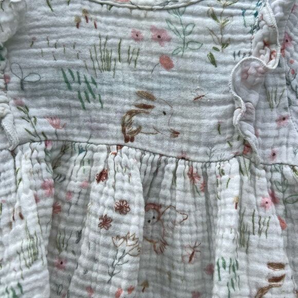 Elegant Baby MEADOW ORGANIC MUSLIN DRESS size 0 to 3 months . Boho confy soft - Picture 3 of 5